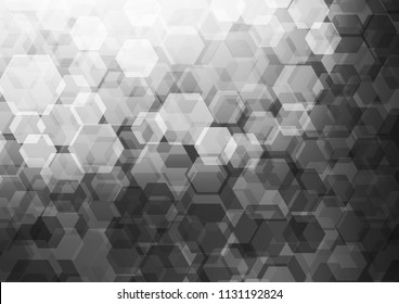 Light Silver, Gray vector hexagon mosaic template. Colorful illustration in abstract style with gradient. A completely new template for your business design.