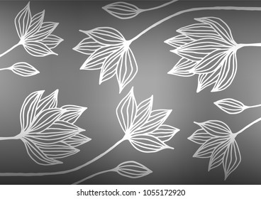 Light Silver, Gray vector indian curved background. Colorful illustration in abstract style with doodles and Zen tangles. The doodle design can be used for your web site.