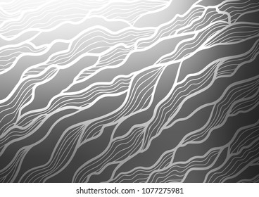 Light Silver, Gray vector indian curved texture. Colorful abstract illustration with lines in Asian style. Hand painted design for web, leaflet, textile.