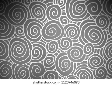 Light Silver, Gray vector indian curved background. Ethnic elegant natural pattern with gradient. The pattern can be used for coloring books and pages for kids.