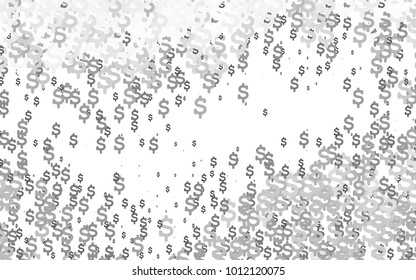 Light Silver, Gray vector layout with banking symbols. Blurred design in simple style with symbols of dollars. The pattern can be used as ads, poster, banner for payments.