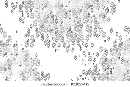 Light Silver, Gray vector layout with banking symbols. Blurred design in simple style with symbols of dollars. Best design for your ad, poster, banner of USD money.