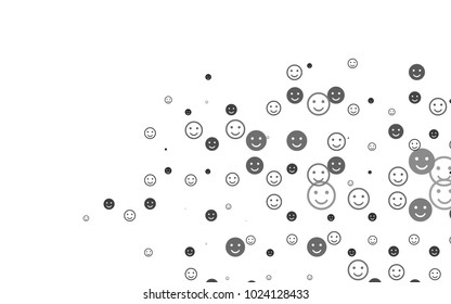 Light Silver, Gray vector layout with smiling faces. Glitter abstract sketch with smiley, icons. Template for cheerful greeting postcards.