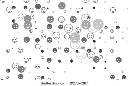 Light Silver, Gray vector layout with smiling faces. Decorative shining illustration with smiles on white template. Design for positive ad, poster, banner.