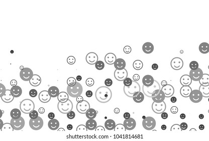 Light Silver, Gray vector layout with smiling faces. Glitter abstract sketch with smiley, icons. Template for cheerful greeting postcards.