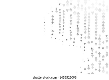 Light Silver, Gray vector layout with elements of cards. Blurred decorative design of hearts, spades, clubs, diamonds. Design for ad, poster, banner of gambling websites.