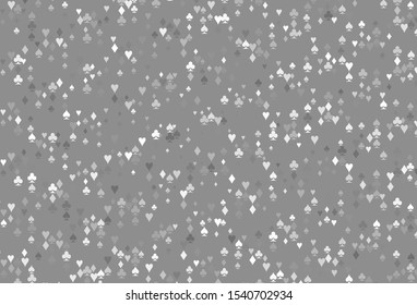 Light Silver, Gray vector layout with elements of cards. Illustration with set of hearts, spades, clubs, diamonds. Pattern for booklets, leaflets of gambling houses.