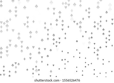 Light Silver, Gray vector layout with elements of cards. Glitter abstract sketch with isolated symbols of playing cards. Pattern for ads of parties, events in Vegas.