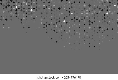 Plata clara, distribución vectorial gris con estrellas brillantes. Ilustración de colores brillantes con estrellas. La plantilla se puede utilizar como fondo.