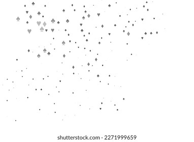 Light Silver, Gray vector layout with elements of cards. Colorful gradient with signs of hearts, spades, clubs, diamonds. Design for ad, poster, banner of gambling websites.