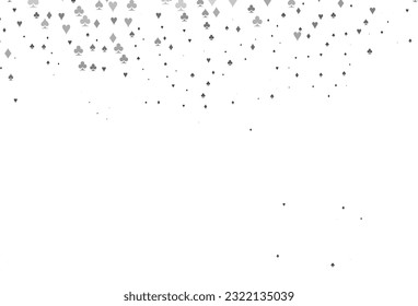 Light Silver, Gray vector layout with elements of cards. Blurred decorative design of hearts, spades, clubs, diamonds. Design for ad, poster, banner of gambling websites.