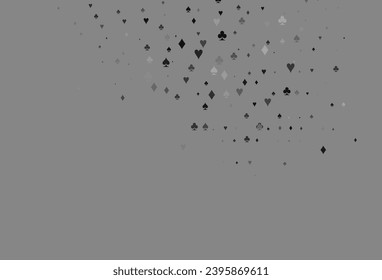 Light Silver, Gray vector layout with elements of cards. Shining illustration with hearts, spades, clubs, diamonds. Smart design for your business advert of casinos.