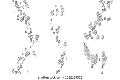 Light Silver, Gray vector pattern with symbols of dollars. Blurred design in simple style with symbols of dollars. Best design for your ad, poster, banner of USD money.