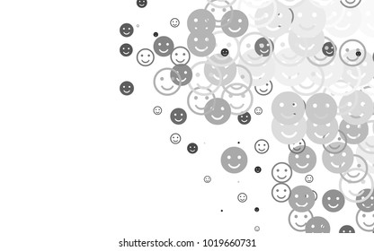 Light Silver, Gray vector pattern with positive smiles. Decorative shining illustration with smiles on white template. Design for positive ad, poster, banner.