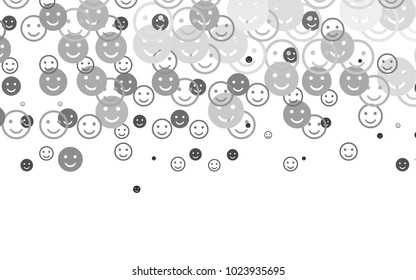Light Silver, Gray vector pattern with positive smiles. Illustration with set of smiles in simple style. Pattern for parties, gifts, congratulations.
