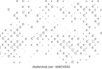 Light Silver, Gray vector pattern with symbols of Euro. Shining illustration with signs of Euro on abstract template. Smart design for your business advert of economic, wealth.