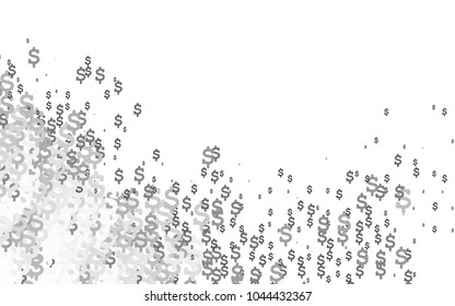Light Silver, Gray vector pattern with symbols of dollars. Shining colored illustration with dollar signs, USD. The pattern can be used as ads, poster, banner for payments.