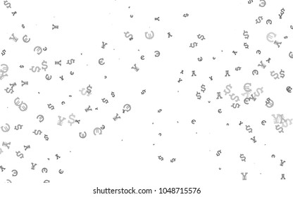Light Silver, Gray vector pattern with Euro, Dollar, Yen. Modern abstract illustration with symbols of money. The pattern can be used as ads, poster, banner for payments.