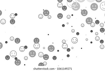Light Silver, Gray vector pattern with positive smiles. Glitter abstract sketch with smiley, icons. Template for cheerful greeting postcards.