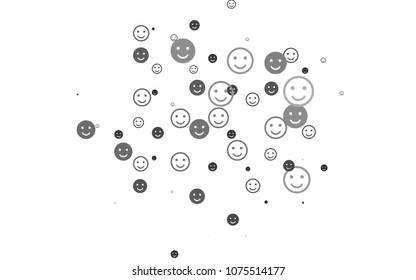 Light Silver, Gray vector pattern with positive smiles. Glitter abstract sketch with smiley, icons. Beautiful design for your business advert.