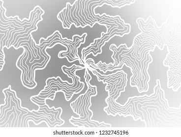 Light Silver, Gray vector pattern with curved circles. Glitter abstract illustration with wry lines. Marble design for your web site.