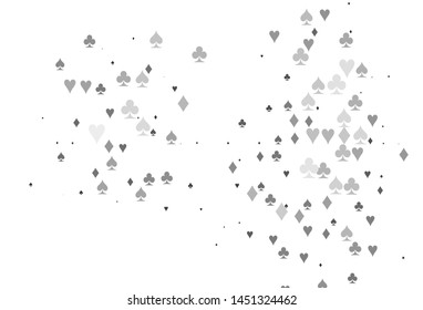 Light Silver, Gray vector pattern with symbol of cards. Colorful gradient with signs of hearts, spades, clubs, diamonds. Pattern for booklets, leaflets of gambling houses.