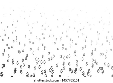 Light Silver, Gray vector pattern with Dollar. Colored symbols of all currency on white background. The pattern can be used for ad, booklets, leaflets of banks.