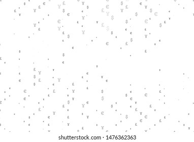 Light Silver, Gray vector pattern with EUR, JPY, GBP. Colored symbols of all currency on white background. The pattern can be used as ads, poster, banner for payments.
