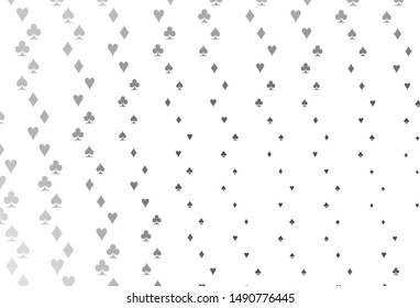 Light Silver, Gray vector pattern with symbol of cards. Colored illustration with hearts, spades, clubs, diamonds. Pattern for leaflets of poker games, events.