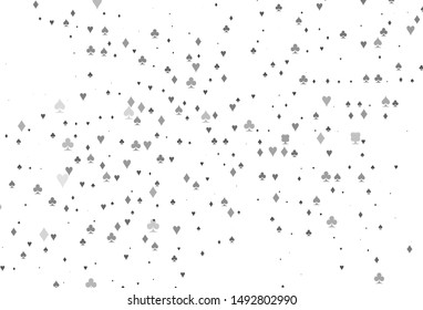 Light Silver, Gray vector pattern with symbol of cards. Shining illustration with hearts, spades, clubs, diamonds. Pattern for booklets, leaflets of gambling houses.