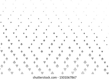 Light Silver, Gray vector pattern with symbol of cards. Colored illustration with hearts, spades, clubs, diamonds. Pattern for booklets, leaflets of gambling houses.