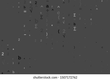 Light Silver, Gray vector pattern with arithmetic signs. Modern geometrical illustration with numerals. Pattern for ads, booklets, leaflets of education.