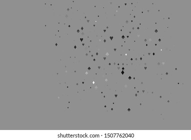 Light Silver, Gray vector pattern with symbol of cards. Illustration with set of hearts, spades, clubs, diamonds. Pattern for ads of parties, events in Vegas.
