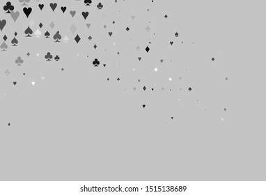 Light Silver, Gray vector pattern with symbol of cards. Colorful gradient with signs of hearts, spades, clubs, diamonds. Pattern for leaflets of poker games, events.