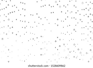 Light Silver, Gray vector pattern with symbol of cards. Illustration with set of hearts, spades, clubs, diamonds. Smart design for your business advert of casinos.