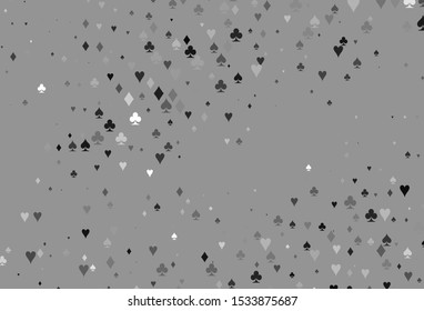 Light Silver, Gray vector pattern with symbol of cards. Colored illustration with hearts, spades, clubs, diamonds. Pattern for booklets, leaflets of gambling houses.