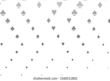 Light Silver, Gray vector pattern with symbol of cards. Colored illustration with hearts, spades, clubs, diamonds. Smart design for your business advert of casinos.