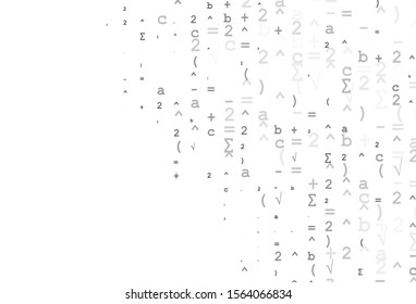 Light Silver, Gray vector pattern with arithmetic signs. Shining colorful illustration with isolated Digit signs. Pattern for ads, poster, banner of books.
