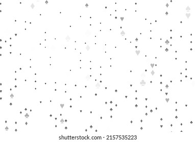 Light Silver, Gray vector pattern with symbol of cards. Colored illustration with hearts, spades, clubs, diamonds. Template for business cards of casinos.
