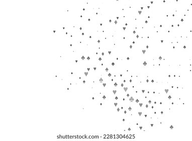 Light Silver, Gray vector pattern with symbol of cards. Blurred decorative design of hearts, spades, clubs, diamonds. Pattern for leaflets of poker games, events.