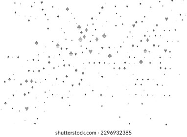 Light Silver, Gray vector pattern with symbol of cards. Blurred decorative design of hearts, spades, clubs, diamonds. Design for ad, poster, banner of gambling websites.