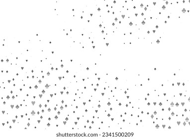 Light Silver, Gray vector pattern with symbol of cards. Glitter abstract sketch with isolated symbols of playing cards. Pattern for leaflets of poker games, events.