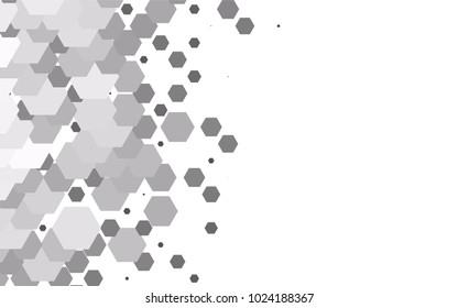 Light Silver, Gray vector polygonal illustration, which consist of hexagons. Hexagonal pattern for your business design. Geometric background in Origami style with gradient. 