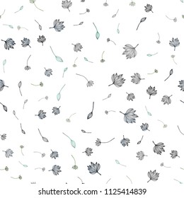 Light Silver, Gray vector seamless sketch texture. Shining colored illustration with leaves in doodle style. Pattern for wallpapers and coloring books.