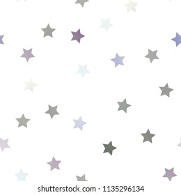 Light Silver, Gray vector seamless template with sky stars. Shining colored illustration with stars. The pattern can be used for new year ad, booklets.
