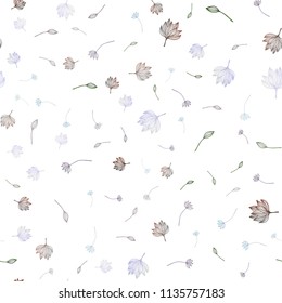 Light Silver, Gray vector seamless sketch backdrop. Doodle illustration of leaves in Origami style with gradient. Pattern for brand book.
