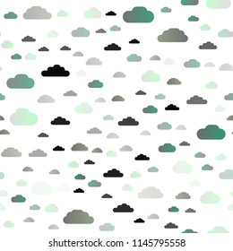 Light Silver, Gray vector seamless pattern with clouds. Colorful illustration with abstract clouds. Template for business cards, websites.