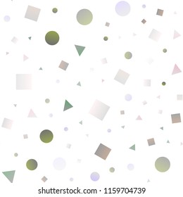 Light Silver, Gray vector seamless texture in poly style with circles, cubes. Circles, lines, rhombus with colorful gradient. Pattern for design of fabric, wallpapers.