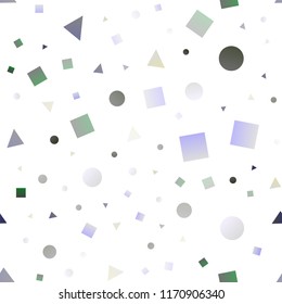 Light Silver, Gray vector seamless texture in poly style with circles, cubes. Decorative design in abstract style with lines, dots, cubes. Trendy design for wallpaper, fabric makers.