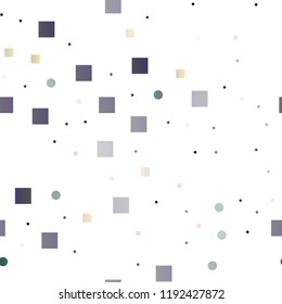 Light Silver, Gray vector seamless cover with circles, cubes. Abstract backdrop with colorful circles, rectangles. Pattern for trendy fabric, wallpapers.